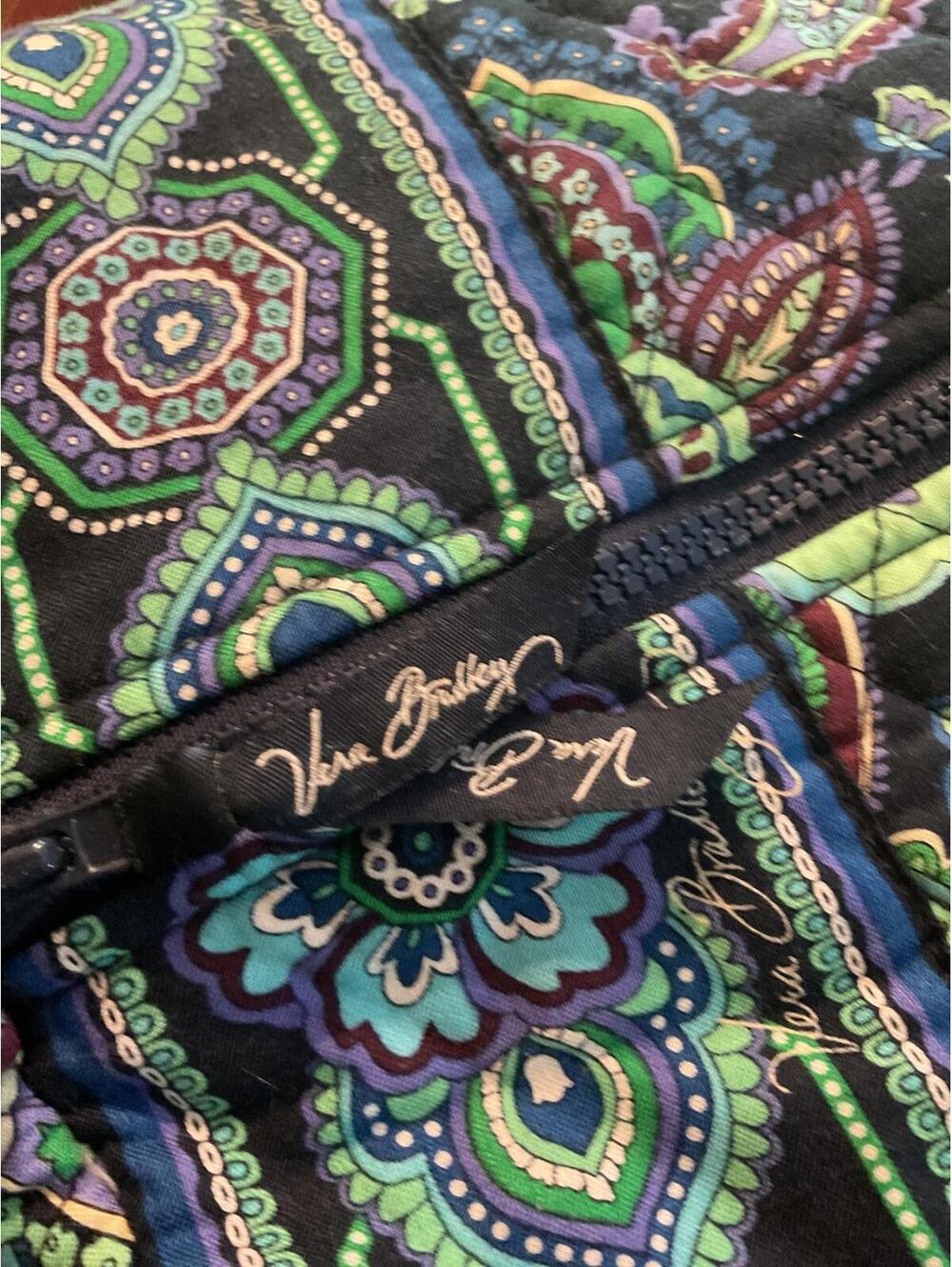 Vera Bradley Signature Travel Duffel Bag - Floral Green & Purple - Picture 6 of 12